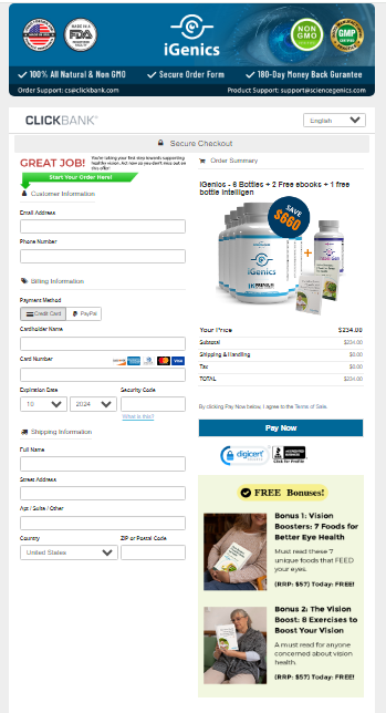 iGenics Secured Checkout Form
